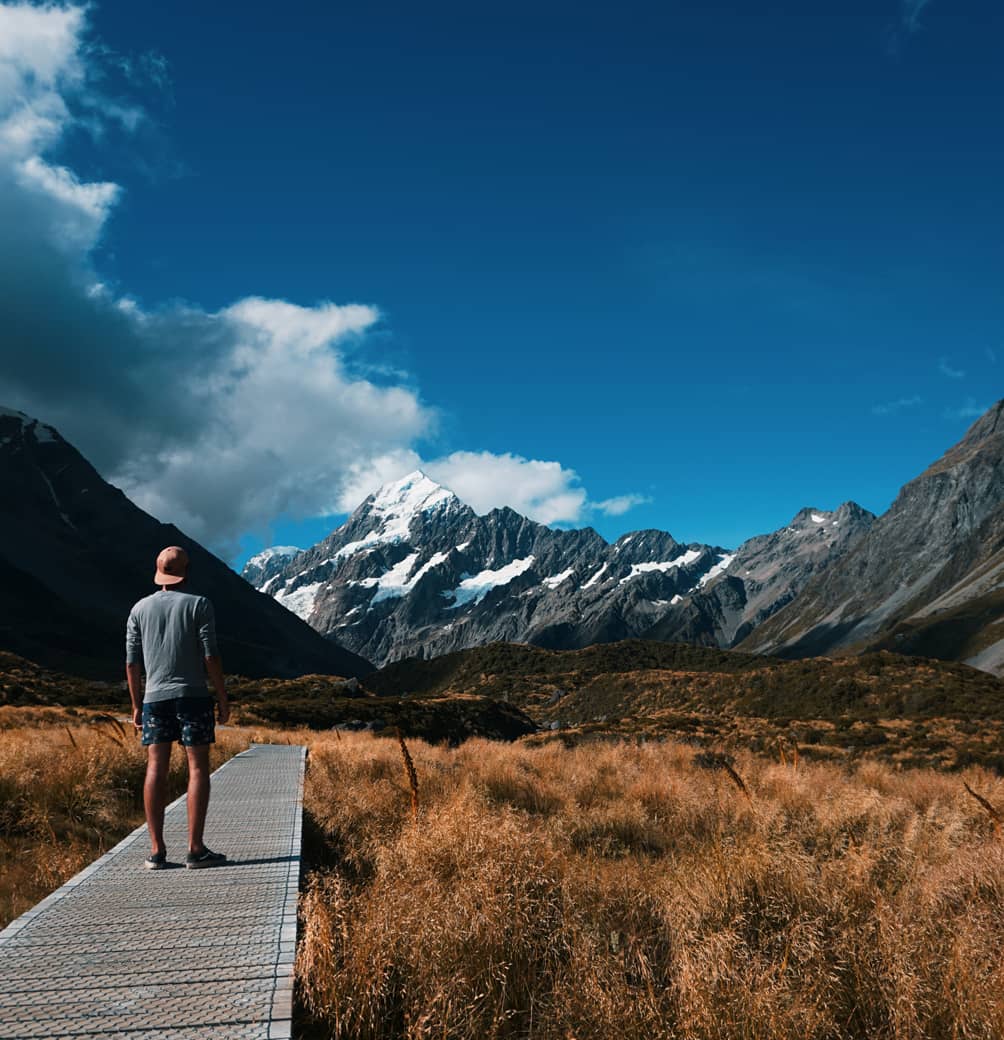 male tourist on a hike